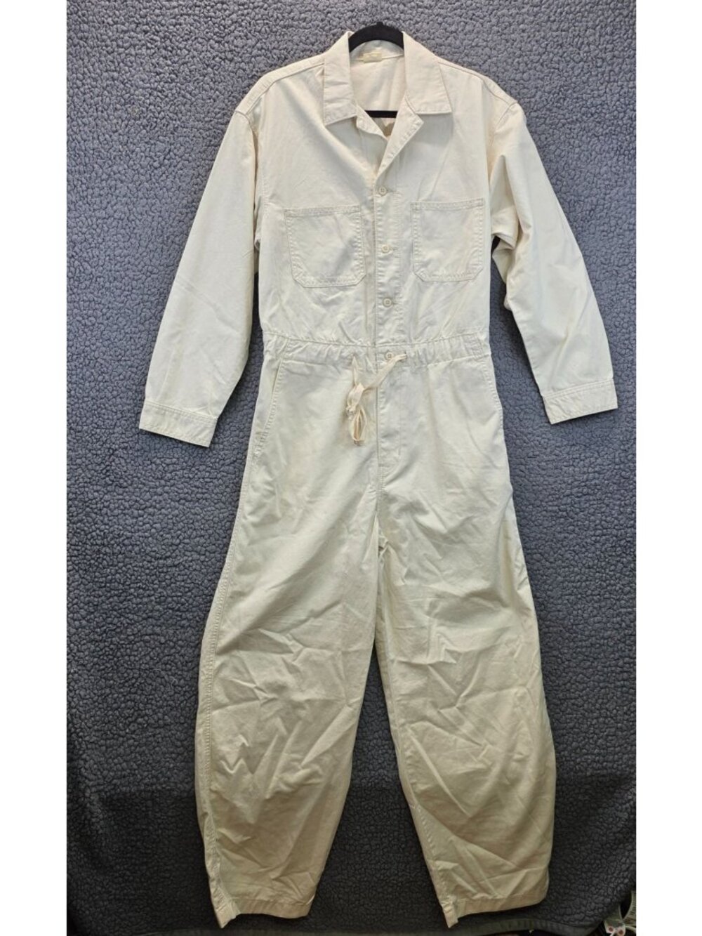 Levi's Cotton Utility Jumpsuit M Cream Straight Minimalist Work Casual Coverall